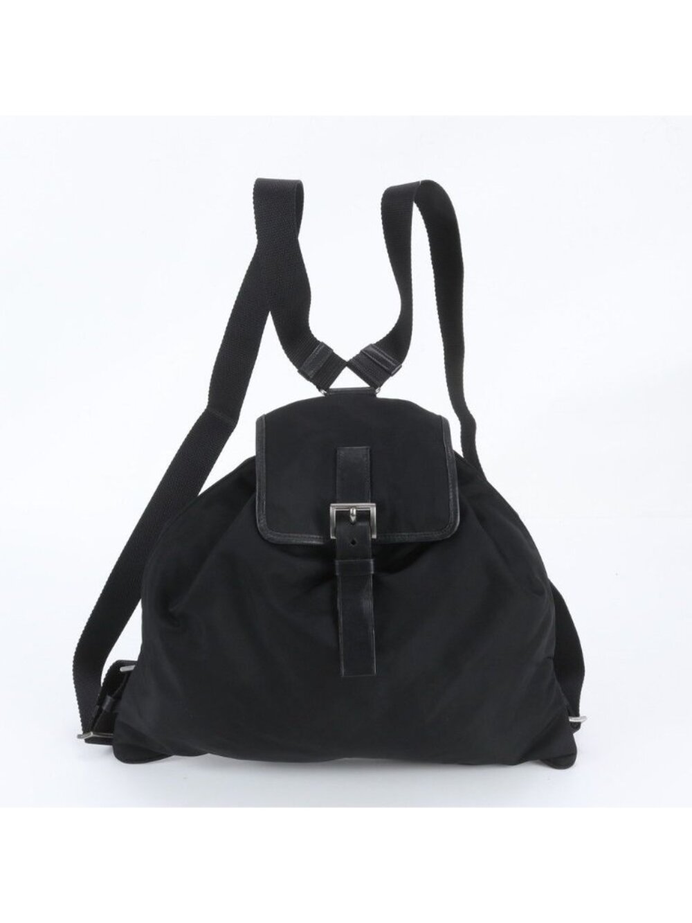 Prada White Tag Tessuto Nylon Triangle Logo Leather Backpack